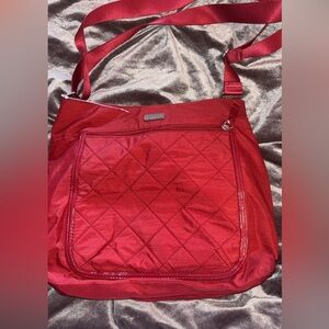 Baggallini Nylon Red Quilted Crossbody Bag With Pouch Attached